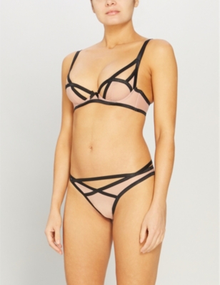 Shop Agent Provocateur Women's Nude Black Joan Stretch-jersey Underwired Bra