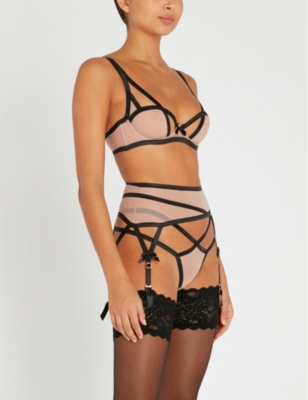AGENT PROVOCATEUR: Joan satin-trim suspender belt