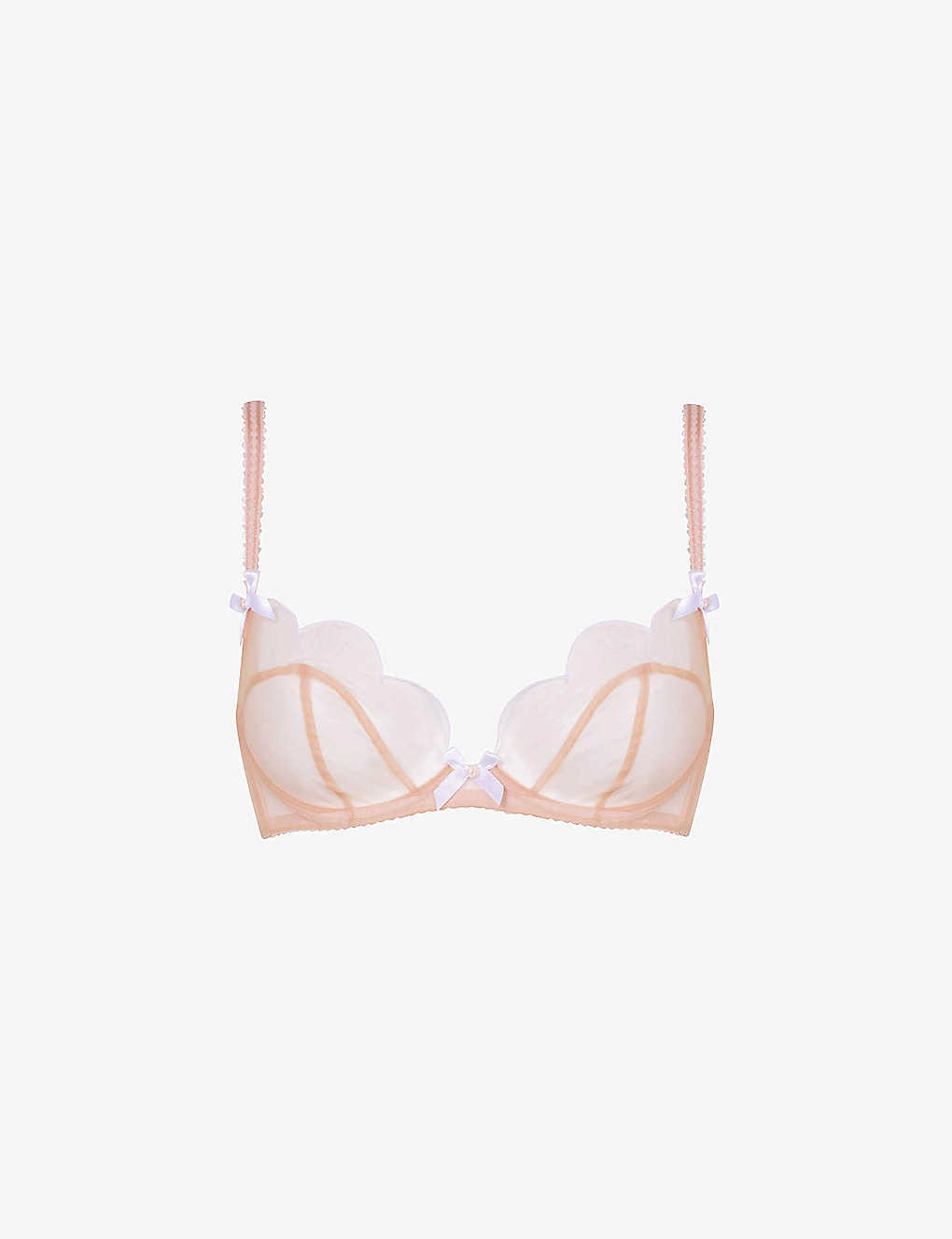 Agent Provocateur Lorna Soft-cup Embroidered Mesh Underwired Bra In Nude/white