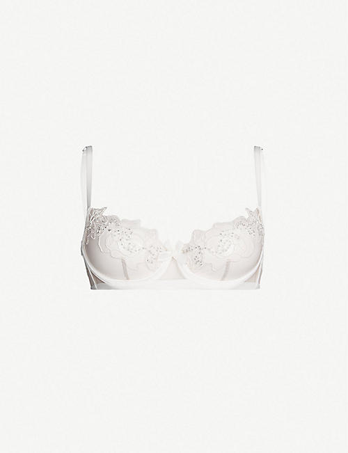 AGENT PROVOCATEUR: Lindie underwired embroidered floral mesh bra