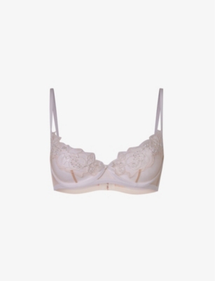Agent Provocateur Lindie Underwired Embroidered Floral Mesh Bra In Nude (lingerie)