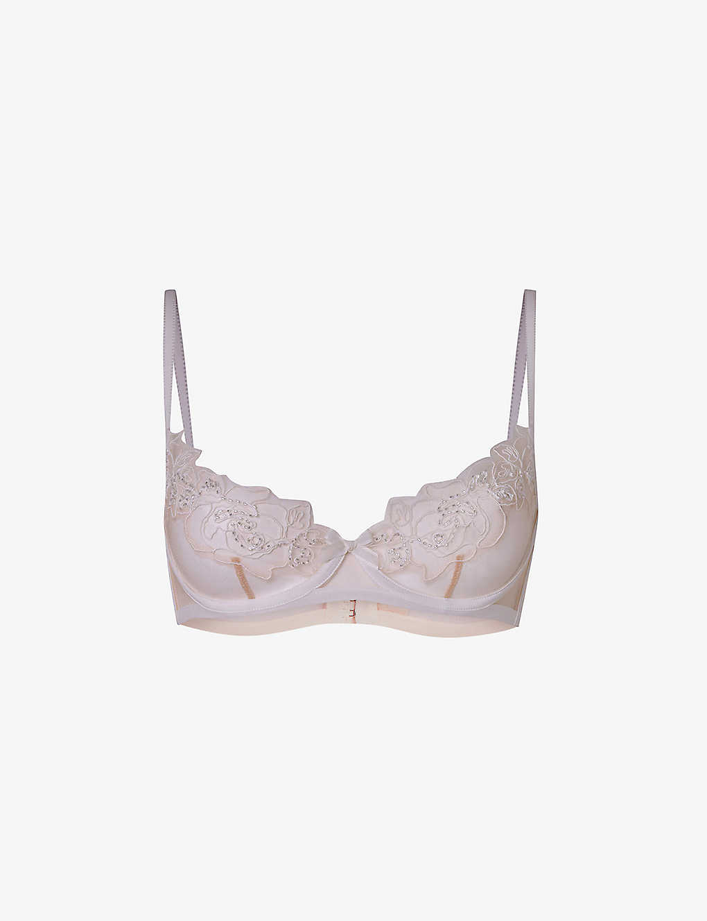 Agent Provocateur Lindie Underwired Embroidered Floral Mesh Bra In Nude (lingerie)