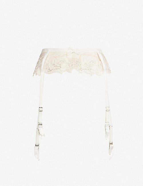 AGENT PROVOCATEUR: Lindie floral mesh suspender belt
