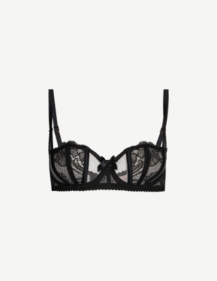 AGENT PROVOCATEUR: Rozlyn balconette mesh and lace underwired bra