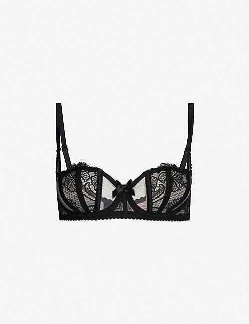 AGENT PROVOCATEUR: Rozlyn balconette mesh and lace underwired bra