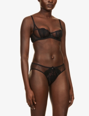 Agent Provocateur Rozlyn High-leg Mesh And Lace Briefs In Black