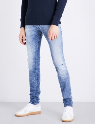 DIESEL - Sleenker distressed skinny mid-rise stretch-denim jeans ...