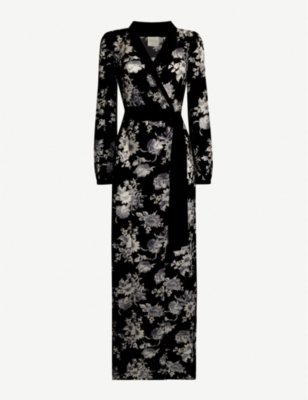 black floral dressing gown