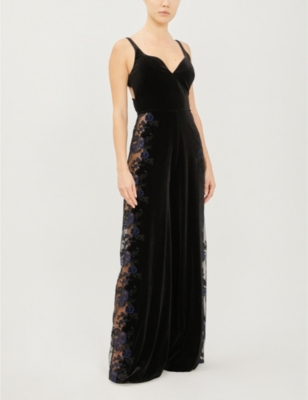 MYLA Devonshire Place floral-embroidery velvet pyjama jumpsuit