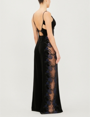 MYLA Devonshire Place floral-embroidery velvet pyjama jumpsuit