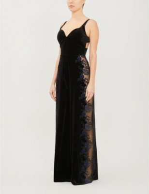 MYLA Devonshire Place floral-embroidery velvet pyjama jumpsuit