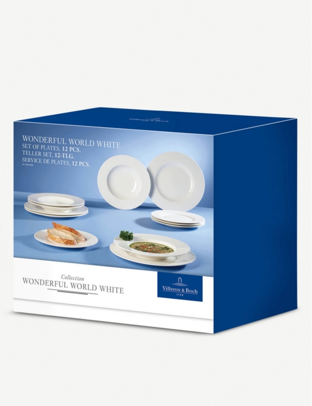 Wonderful World white 12-piece plate set