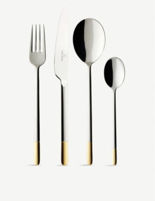VILLEROY & BOCH: Ella gold-plated stainless steel cutlery 70-piece set