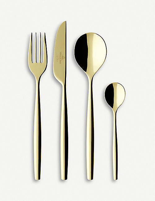 VILLEROY & BOCH: MetroChic d'Or gold-plated stainless steel 70-piece cutlery set
