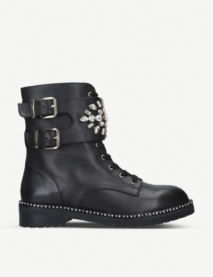 Kurt Geiger Stoop Leather Biker Boots In Black | ModeSens