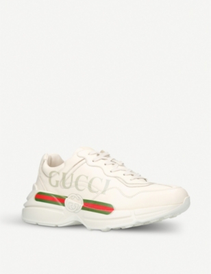 GUCCI Women's Rhyton logo-print leather trainers