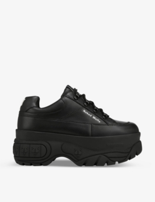 NAKED WOLFE: Sporty leather platform trainers