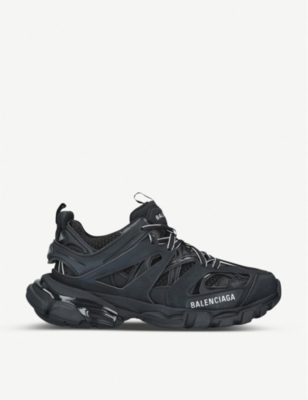 BALENCIAGA - Men's Bouncer tire-sole mesh and low-top leather trainers Selfridges.com