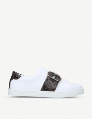 FENDI - FF logo-strap leather trainers 