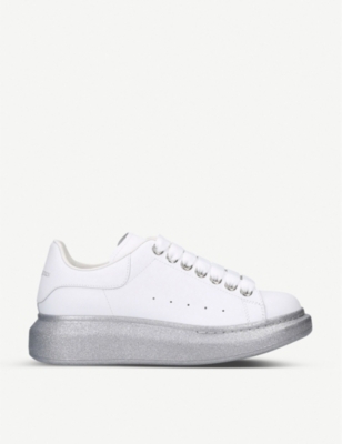 Runway leather platform trainers - Silver com