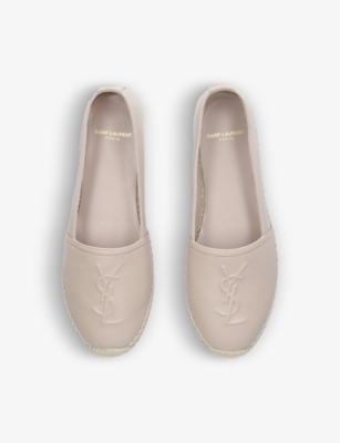 Shop Saint Laurent Women's Nude Classic Logo-detail Leather Espadrilles