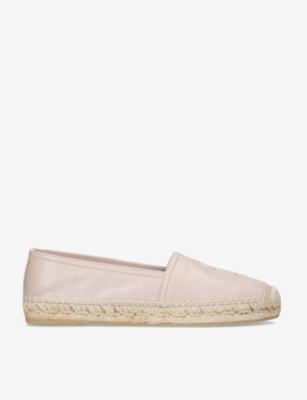 Shop Saint Laurent Women's Nude Classic Logo-detail Leather Espadrilles