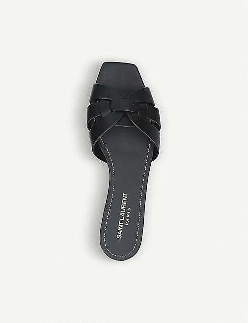 New Women AP99  Rose Gold Black Chain Flat Sandals Slip On Open Toe Slippers