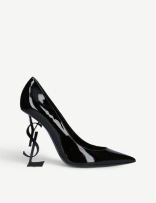 SAINT LAURENT: Opyum logo heel patent leather courts