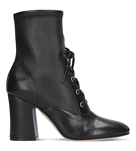 GIANVITO ROSSI PALMER LACE-UP LEATHER SOCK BOOTS 85MM, BLACK | ModeSens