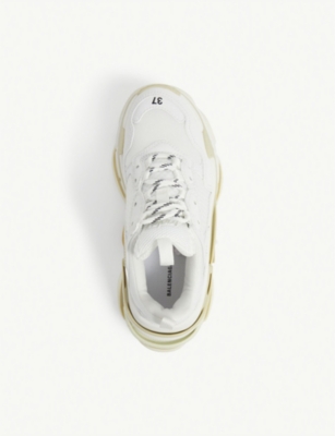 Shop Balenciaga Triple S Suede And Mesh Trainers In White