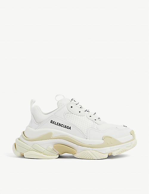 BALENCIAGA: Triple S suede and mesh trainers