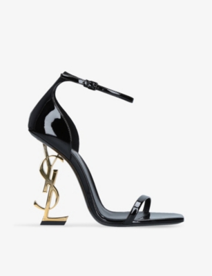 SAINT LAURENT - Opyum 110 leather heeled sandals | Selfridges.com