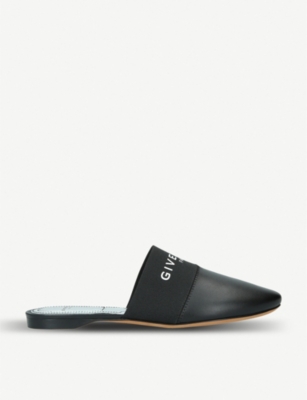 GIVENCHY - Bedford logo-print leather backless mules | Selfridges.com