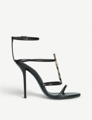 saint laurent black cassandra heeled sandals