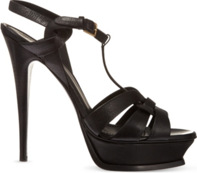 SAINT LAURENT - Tribute 105 leather heeled sandals | Selfridges.com