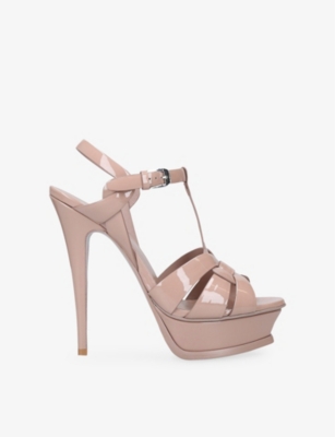 SAINT LAURENT: Tribute 105 patent-leather platform sandals