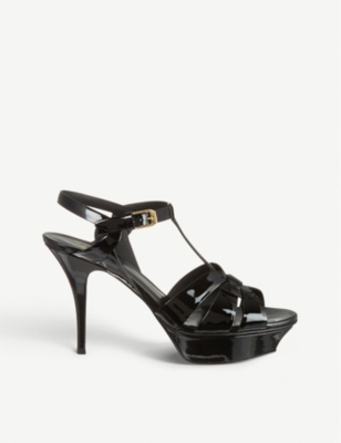 SAINT LAURENT Tribute 75 patent leather heeled sandals