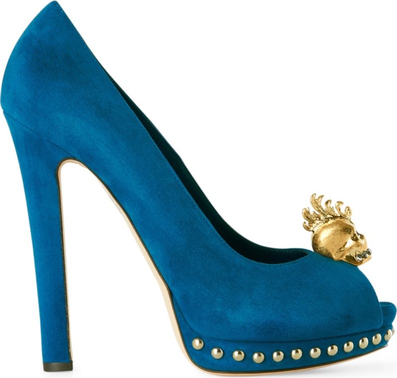 Punkskull suede peep toe courts   ALEXANDER MCQUEEN   High heels 