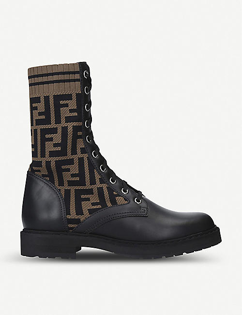 FENDI: Rockoko leather combat boots