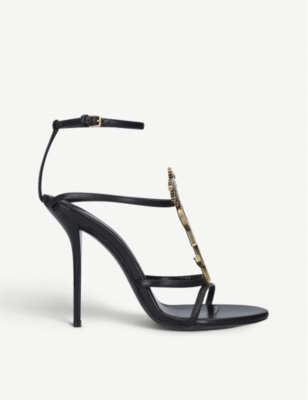 saint laurent black cassandra heeled sandals