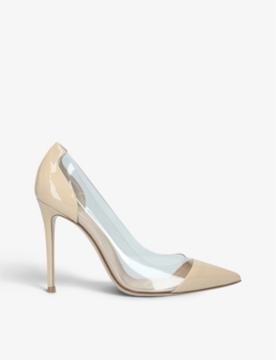 Gianvito Rossi Plexi 105 Patent-leather Courts In Blush