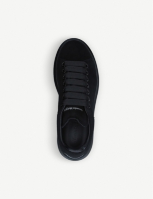 Shop Alexander Mcqueen Womens Black Runway Leather And Suede Platform Trainers