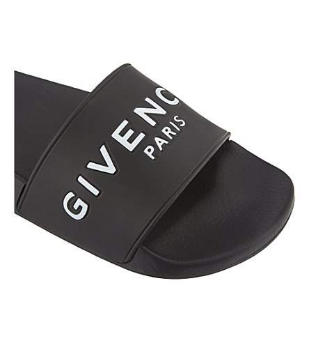 GIVENCHY 20Mm Logo Embossed Rubber Slide Sandals, Black | ModeSens