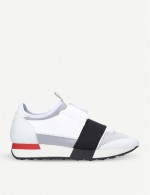 balenciaga men's race runner mesh & leather sneakers