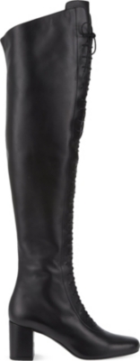 SAINT LAURENT   Babies 70 lace up thigh high boots