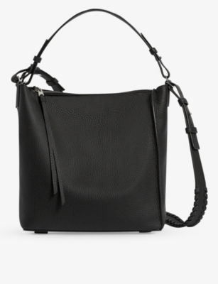 all saints black leather bag