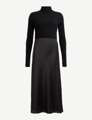 all saints kowlo roll neck dress