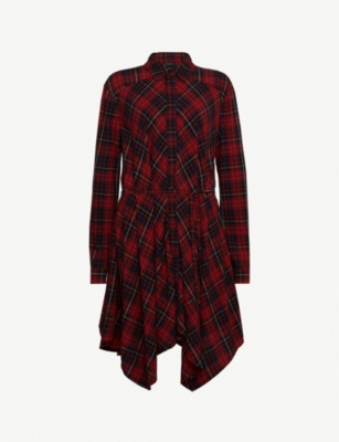 all saints red check dress