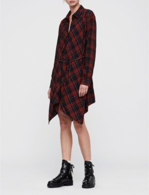 allsaints tala plaid shirt dress