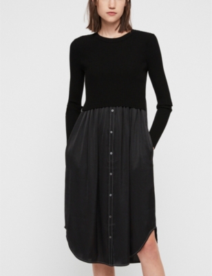 all saints kowlo roll neck dress